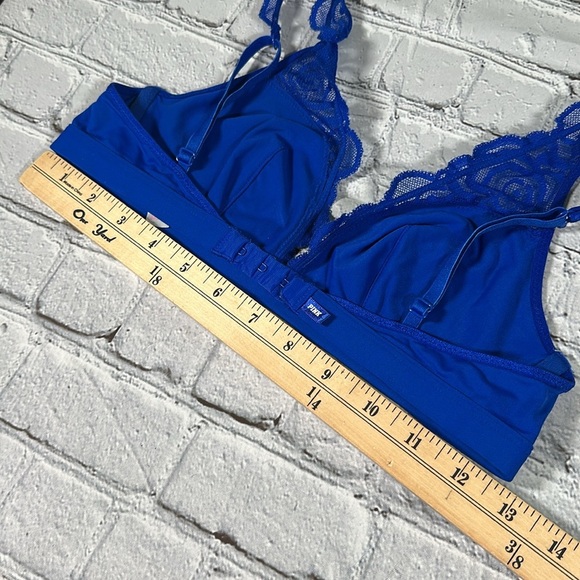 PINK Victoria's Secret Royal Blue Lace Plunge Bralette size Small - Picture 12 of 13